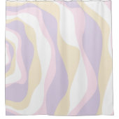 Ebb and Flow 4 – パステルピンク、黄、紫 シャワーカーテン (正面)
