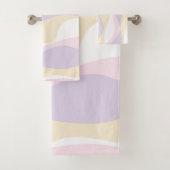 Ebb and Flow 4 – パステルピンク、黄、紫 バスタオルセット (インサイチュ)
