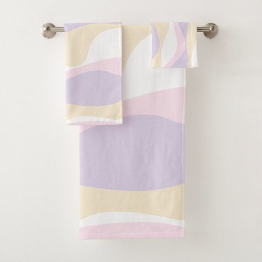 Ebb and Flow 4 – パステルピンク、黄、紫 バスタオルセット (インサイチュ)