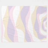 Ebb and Flow 4 – パステルピンク、黄、紫 フリースブランケット (正面(横))