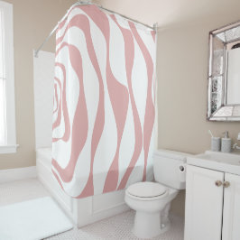 Ebb and Flow 4 – ピンクと白 シャワーカーテン
