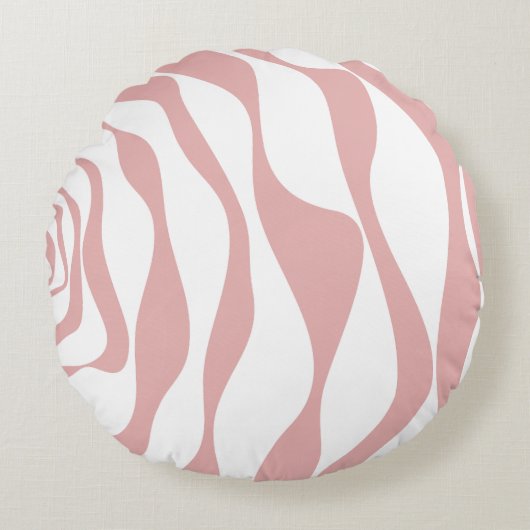 Ebb and Flow 4 – ピンクと白 ラウンドクッション (正面)