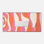 Ebb and Flow 4 – ピンク、オレンジ、クリーム デスクマット (キーボード&マウス)