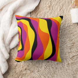 Ebb and Flow 4 – ブラック、ピンク、オレンジ、イエロー クッション