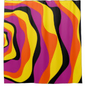 Ebb and Flow 4 – ブラック、ピンク、オレンジ、イエロー シャワーカーテン (正面)