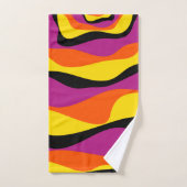 Ebb and Flow 4 – ブラック、ピンク、オレンジ、イエロー バスタオルセット (ハンドタオル)