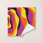 Ebb and Flow 4 – ブラック、ピンク、オレンジ、イエロー バスタオルセット (ウォッシュタオル)