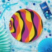 Ebb and Flow 4 – ブラック、ピンク、オレンジ、イエロー ペーパープレート (パーティー)