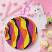 Ebb and Flow 4 – ブラック、ピンク、オレンジ、イエロー ペーパープレート (パーティー)