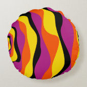 Ebb and Flow 4 – ブラック、ピンク、オレンジ、イエロー ラウンドクッション (裏面)
