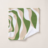 Ebb and Flow 4 – 白、砂、パームグリーン バスタオルセット (ウォッシュタオル)