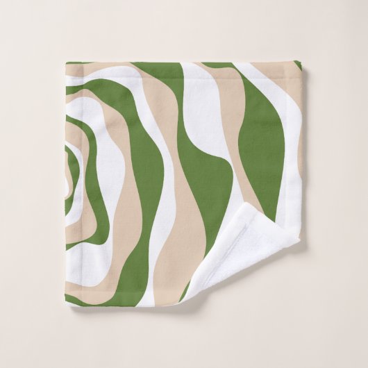 Ebb and Flow 4 – 白、砂、パームグリーン バスタオルセット (ウォッシュタオル)