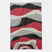 Ebb and Flow 4 – 赤、灰色、黒、およびボーン白 キッチンタオル (縦)