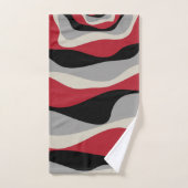 Ebb and Flow 4 – 赤、灰色、黒、およびボーン白 バスタオルセット (ハンドタオル)