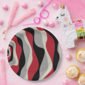 Ebb and Flow 4 – 赤、灰色、黒、およびボーン白 ペーパープレート (パーティー)