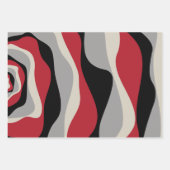 Ebb and Flow 4 – 赤、灰色、黒、およびボーン白 ラッピングペーパーシート (正面3)
