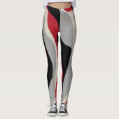 Ebb and Flow 4 – 赤、灰色、黒、およびボーン白 レギンス (正面)