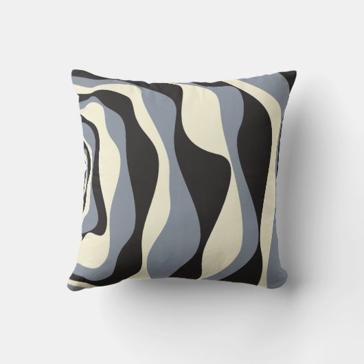 Ebb and Flow 4 in Black, Gray, and Cream クッション (裏面)