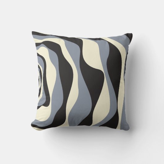 Ebb and Flow 4 in Black, Gray, and Cream クッション (正面)