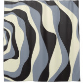 Ebb and Flow 4 in Black, Gray, and Cream シャワーカーテン (正面)