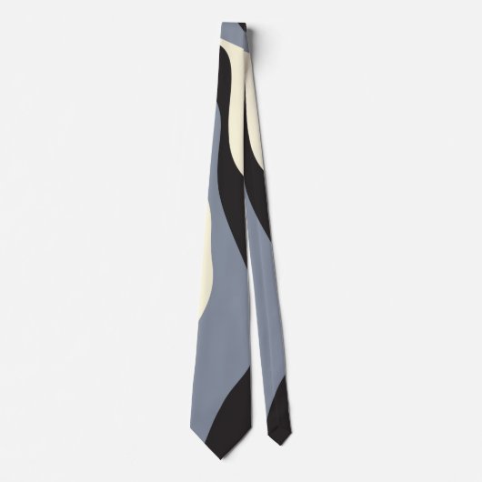 Ebb and Flow 4 in Black, Gray, and Cream ネクタイ (正面)