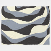 Ebb and Flow 4 in Black, Gray, and Cream フリースブランケット (正面(横))