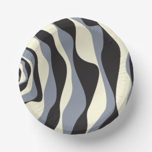 Ebb and Flow 4 in Black, Gray, and Cream ペーパーボウル