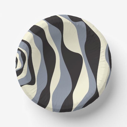 Ebb and Flow 4 in Black, Gray, and Cream ペーパーボウル (正面)