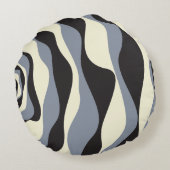 Ebb and Flow 4 in Black, Gray, and Cream ラウンドクッション (裏面)