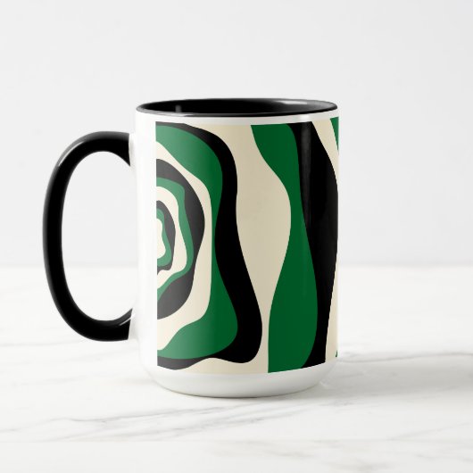 Ebb and Flow 4 in Green, Cream and Black マグカップ (左)