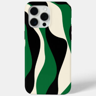 Ebb and Flow 4 in Green, Cream and Black iPhone 15 Pro Maxケース