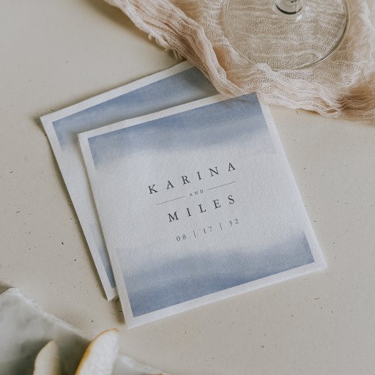 Ebb Tide Coastal Water Color 結婚's スタンダードカクテルナプキン