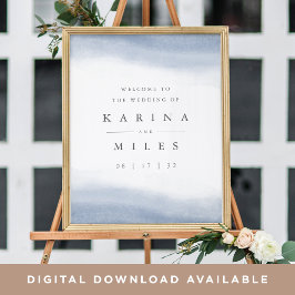 Ebb Tide Coastal Water Color 結婚's Welcome Sign ポスター