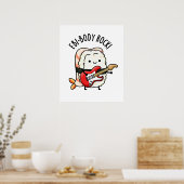 Ebi-body Rock Funny Rocker Sushi Pun ポスター (キッチン)