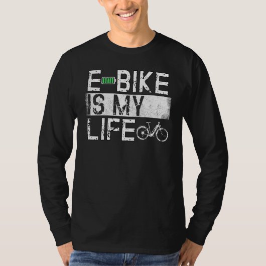 EbikeサイクリングレトロEバイクサイクリスト電池自転車 Tシャツ (正面)