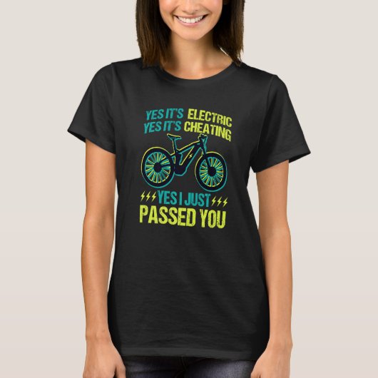 EBike レトロ 自転車 MTB サイクリング 電動自転車 Yes I just Tシャツ (正面)