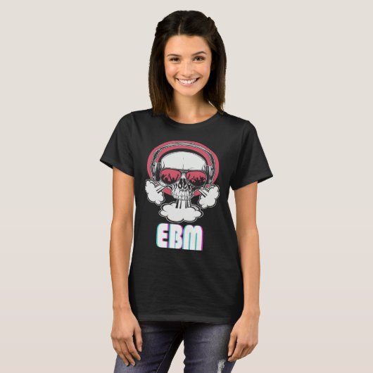 EBM Disco Techno Trance Skull Tシャツ (正面フル)