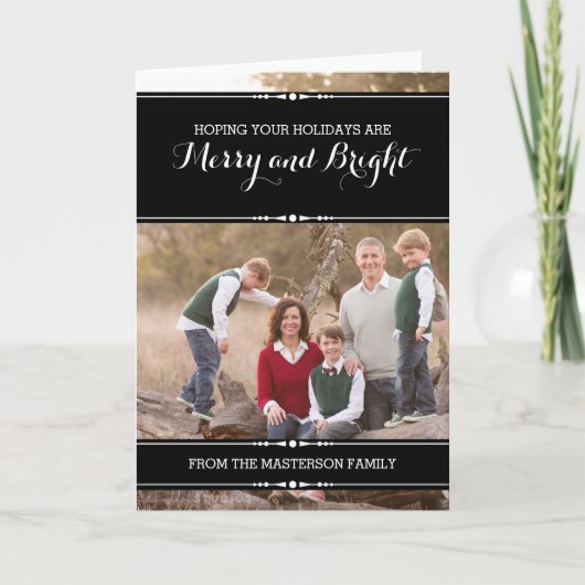 Ebony単純にシックなホリデーフォトカード シーズンカード (正面)