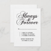 Ebony Always & ForeverウェディングRSVPカード 出欠カード (正面/裏面)
