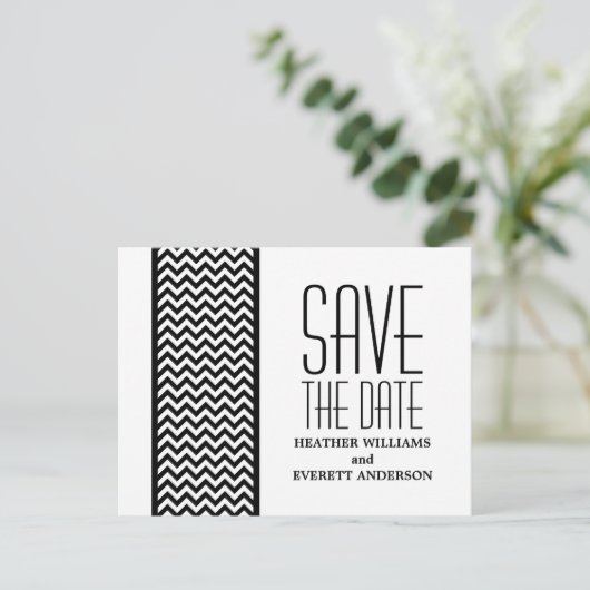 Ebony Chevron日付の縁どポストカードを保存 案内ポストカード (スタンド正面)