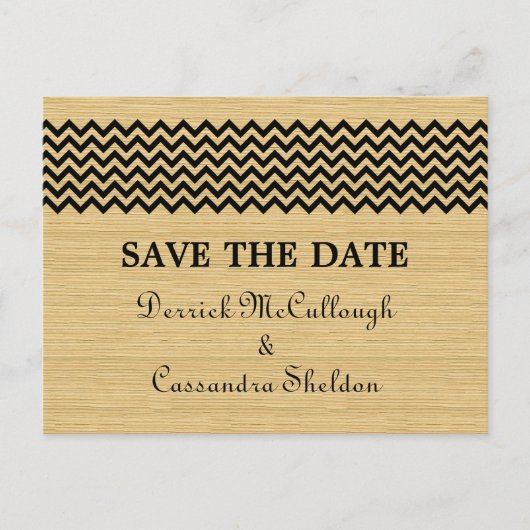 Ebony Chevron素朴日付ポストカードの保存 案内ポストカード (正面)