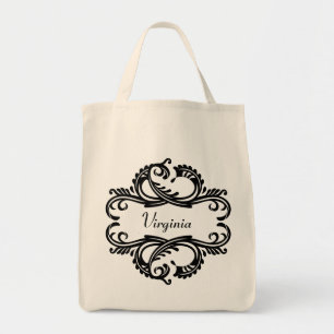 Ebony Chic Damask Tote Bag トートバッグ