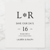 Ebony & Ivory | Stylish Wedding Save the Date Wine ワインラベル (シングルラベル)