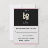 Ebony Vanilla Strawberry Hydrangeas RSVPカード (正面)