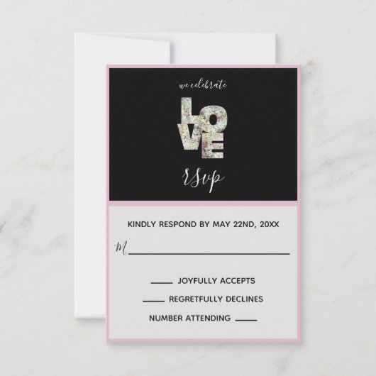 Ebony Vanilla Strawberry Hydrangeas RSVPカード (正面)