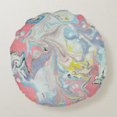 Ebru Art Pastel Abstract Marbled ラウンドクッション (裏面)