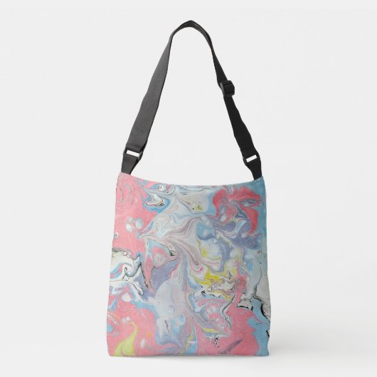 Ebru Art Pastel Abstract Marbled Cross Body Bag クロスボディバッグ (正面)