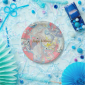 Ebru Pastel Abstract — Whimsical Paper Plates ペーパープレート (パーティー)