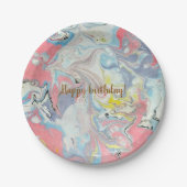 Ebru Pastel Abstract — Whimsical Paper Plates ペーパープレート (正面)