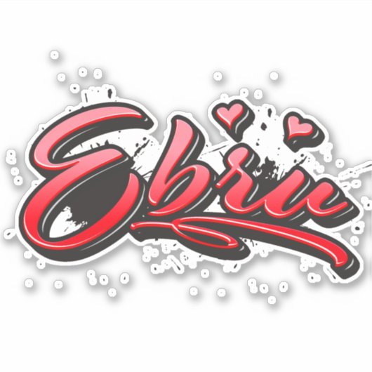 Ebru red Heart Graffiti Aufkleber Sticker シール (正面)